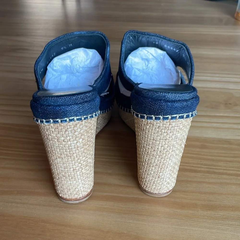 Like‎ New! Stuart Weitzman Espadrille Denim Wedges